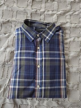 Banana Republic Men's Navy Checkered Shirt